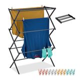 Merkloos / Sans marque Relaxdays droogrek inklapbaar - met 12 knijpers - 105x74x37 cm - staand - zwart