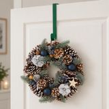 Couronne de Noël D33 cm vert avec cintre de porte