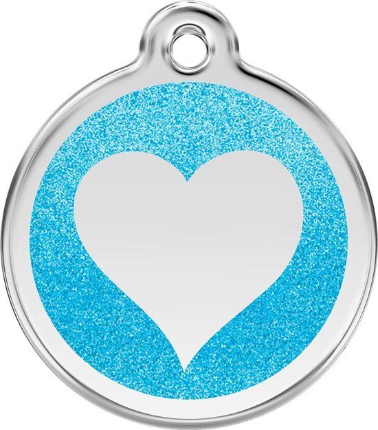 Red Dingo Hondenpenning 30 mm hart glitter aqua