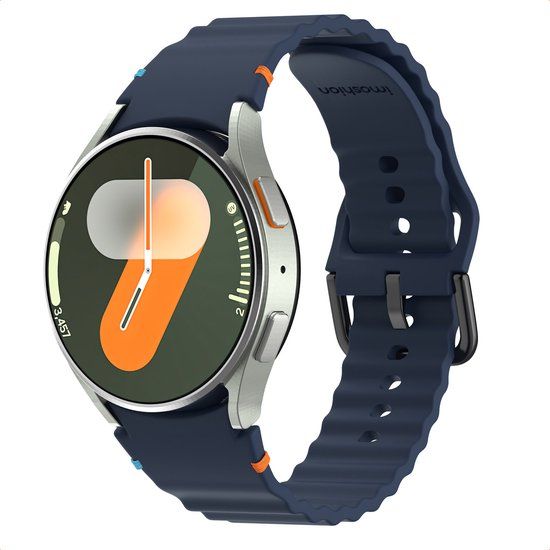 imoshion Wave Siliconenband - Geschikt voor Samsung Galaxy Watch 4 / 5 / 6 / 7 / FE (20 mm) - Donkerblauw