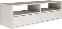 Selsey Framme – zwevend tv-meubel met twee kleppen en open vakken, wit, 100 cm