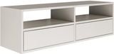 Selsey Framme – zwevend tv-meubel met twee kleppen en open vakken, wit, 100 cm