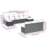 VidaXL 11-delige tuinmeubelset met kussens, zwart, polyrotan