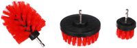 SIXTOL CAR Detailing Boorborstel 3 MEDIUM | Set middelharde reinigingsborstels voor boormachines | 3-delig | Velgen | Onderkant | Motorreiniging | Huishouden | Universele borstels | Rood
