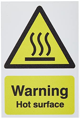 Seco Warning Hot Surface Sign, 50mm x 75mm (Pack of 5) - 1mm Semi Rigid Plastic