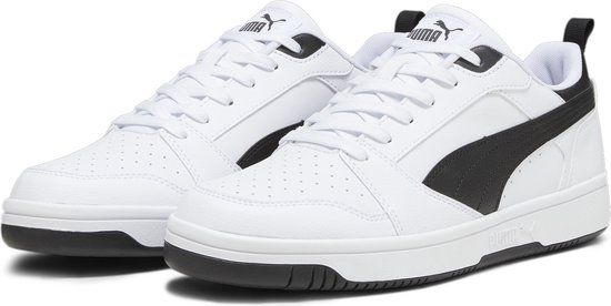 PUMA Rebound v6 Low Unisex Sneakers - Puma White-Puma Black-Puma Black - Size 46