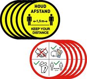 Nichiban Corona stickerset - 2 x 5 stuks - rond - afstand houden - keer you distance - corona regels - covid-19 - 14cm