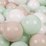 KiddyMoon Ballenbak ballen voor Kinderen Ø7 cm met 50 Stuks - Pastelbeige Wit Munt