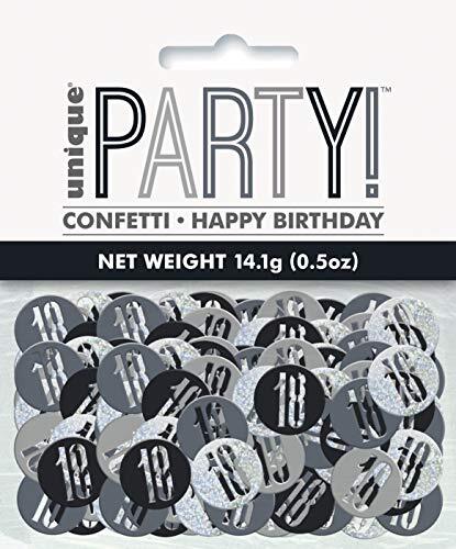 Unique Unique Party 83824 Black Prismatic 18e verjaardag Confetti, 5oz 1 Pack, leeftijd 18