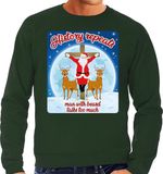Bellatio Decorations Shoppartners Bv Foute Kersttrui / sweater - History repeats man with beard talks too much - groen voor heren - kerstkleding / kerst outfit S