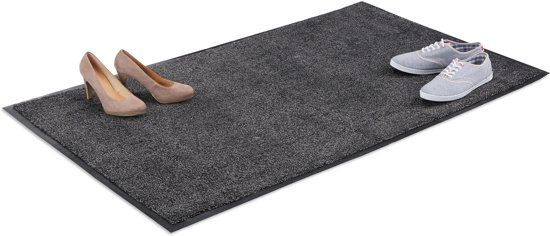 Relaxdays schoonloopmat grijs - deurmat binnen - droogloopmat - voetmat - extra dun 90x150cm