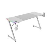 Mars Gaming MGD-X160RGB, Ergonomische Gamingtafel, ARGB-Verlichting met Afstandsbediening, Carbonfiber Oppervlak, XXL-Muismat, Hoofdtelefoon en Bekerhouder, Kabelbeheer, Gaming Bureau 160x60cm, Wit