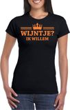 Bellatio Decorations Koningsdag shirt voor dames - Wijntje - zwart - glitters - feestkleding XXL