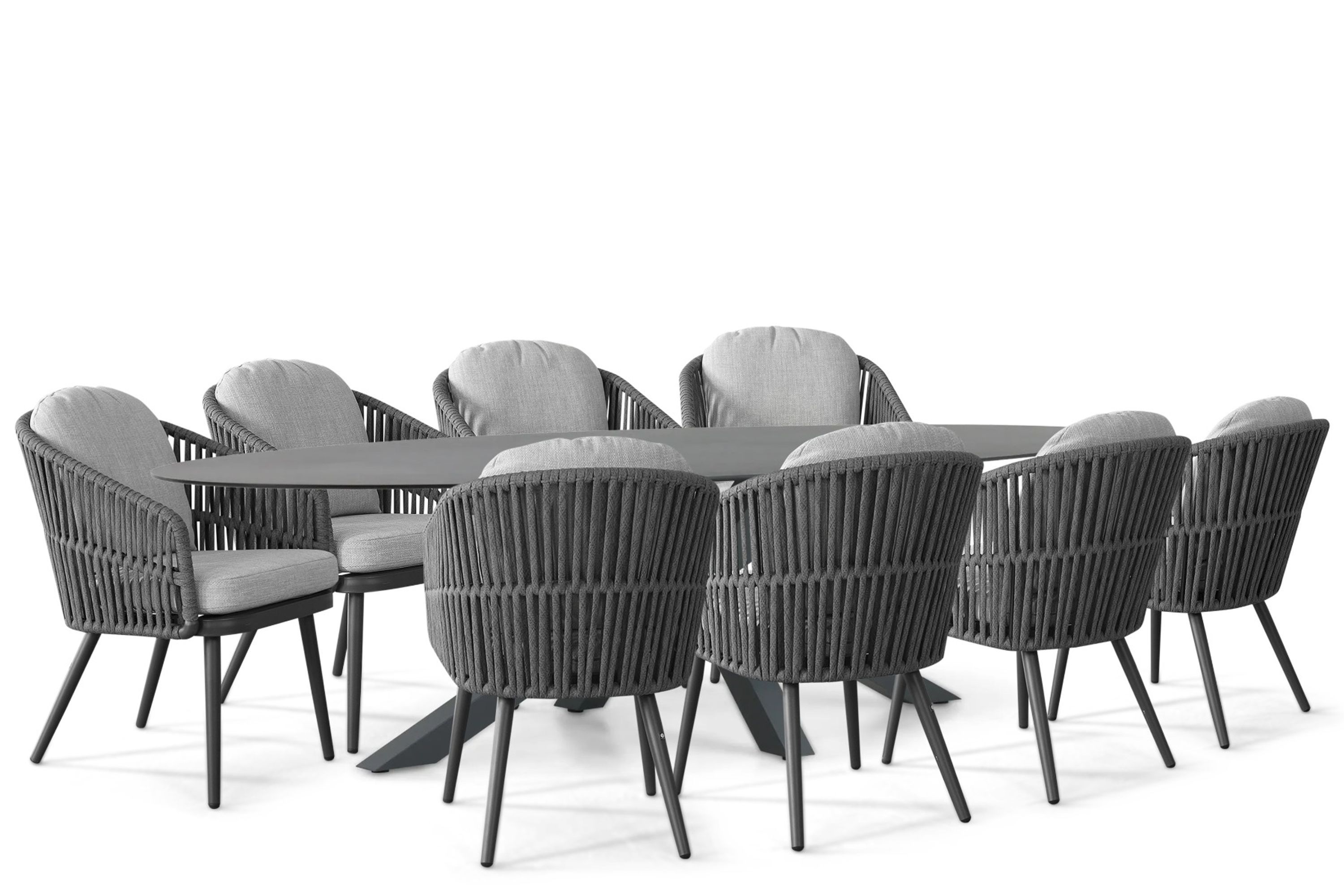 Santika Furniture Santika Marani/Ellisse 280x118 cm dining tuinset 9-delig