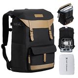 K&F Concept Camerarugzak Roll Top Fotorugzak Waterdichte robuuste rugzak Stoffen tassen voor spiegelreflexcamera Canon Nikon Sony Fujifilm Olympus en 15,6 inch laptop (zwart)