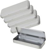 Merkloos Pennendoos/pennenblik - 5x - 8x18x2 cm - zilver - aluminium - opbergblikje