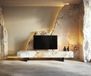 Meuble TV Cuor 200 cm Céramique Minas Melange Blanc-beige 1 Clapet 1 Tiroir Pied optique flottant Métal Noir