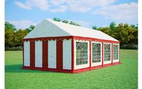 Tente de réception 4x8 m STANDARD – PVC 500 g/m², ignifuge, tubes en acier galvanisé Ø38 mm, 115 kg - Rouge-blanc