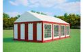 Tente de réception 4x8 m STANDARD – PVC 500 g/m², ignifuge, tubes en acier galvanisé Ø38 mm, 115 kg - Rouge-blanc