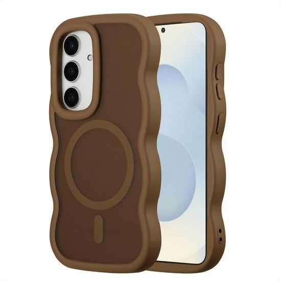 Selencia Wavy Case - Golvend Hoesje geschikt voor Samsung Galaxy S24 / S25 - Mocha Brown