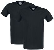 R.E.D. by EMP T-shirt - Dubbelpak zwarte basic T-shirts met V-hals - Heren - 3XL