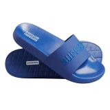 Superdry - Vegan badslippers met logo - Heren - Elite Blue