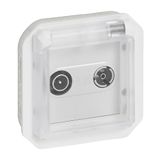 Legrand TV/R-SAT-stopcontact met geaard contact, Plexo, waterdicht IP55, monteerbaar met behuizing of frame, wit, 069654LE