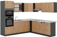 Vicco Hoekkeuken R-Line, Artisanaal eiken/Antraciet, 247 x 237 cm, WB Marmer