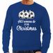 Bellatio Decorations Foute Kersttrui / sweater voor heren - voetbal Kerstbal - All I wanna do - blauw XL