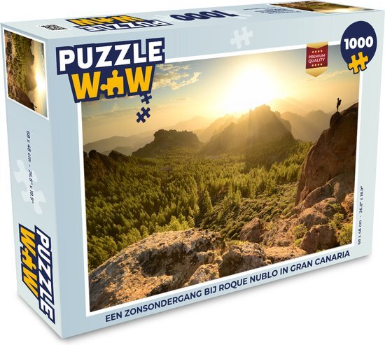 MuchoWow Puzzel Een zonsondergang bij Roque Nublo in Gran Canaria - Legpuzzel - Puzzel 1000 stukjes volwassenen - Sinterklaas cadeautjes - Sinterklaas voor grote kinderen