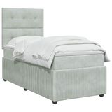 vidaXL Boxspringbed met matras, lichtgrijs, 80 x 200 cm, fluweel
