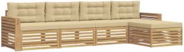 vidaXL Acacia Hout Buiten Bank Set 5-delig Wit en Beige