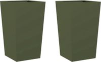 vidaXL Jardinières 2 pièces acier vert olive 45x45x75 cm