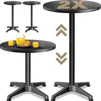Casaria Table haute - Set de 2 Rond Réglable 70cm 115cm - Noir