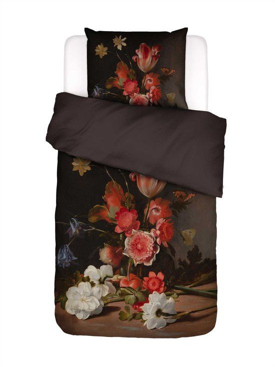 Essenza Blooming Story Dekbedovertrek Dark brown - Eenpersoons – 140x200/220 cm