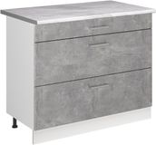 Vicco Keukenonderkast R-Line, Beton/Wit, 100 cm marmer werkblad