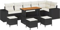vidaXL - Tuinbank - Set - 10 - st - Zwart - poly - rattan