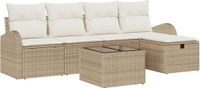 vidaXL Bankstel met kussen en opslag Beige en Crème polyrattan