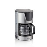Cloer 5251 Filterkoffiezetapparaat voor 6 kopjes, zachte warmhoudfunctie, glazen kan, maatlepel, waterniveau-indicator, druppelstop, automatische uitschakeling, filtermaat 1x2, 550 W, roestvrij staal