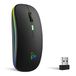 Oplaadbare, TQQ Oplaadbare draadloze muis, 7 kleuren verlichte muis met 2,4 GHz mini-USB-ontvanger, gamingmuis, compatibel met laptop, pc, computer, Chromebook, notebook (zwart)