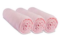 Set Easy Dort Set van 3 roze katoenen hoeslakens 40 x 80 cm uitbreidbaar tot 40 x 90 cm