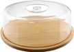 Boîte de conservation pour fromage/tarte - bambou - rond - transparent - 28 x 10 cm