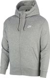Nike Nsw Club Hoodie Fz Bb Heren Sportvest - Dk Grey Heather/Matte Silver/(White) - Maat XL