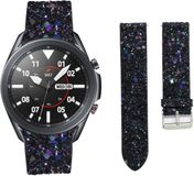 Strap-it Leren glitter bandje - geschikt voor Samsung Galaxy Watch 3 45mm / Galaxy Watch 1 46mm / Gear S3 Classic & Frontier - zwart