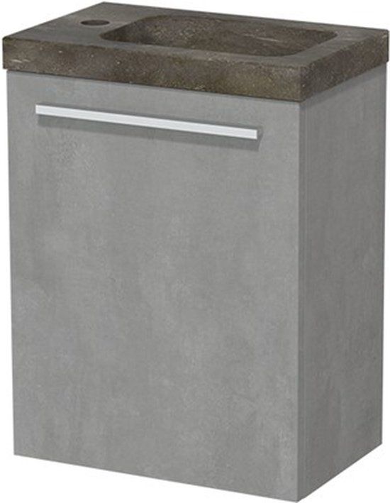 Maxaro Modulo Toiletmeubel 40 cm Lichtgrijs Beton met Natuursteen Wastafel