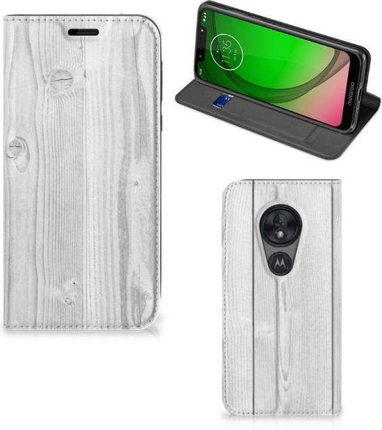 Motorola Moto G7 Play Book Case - White Wood