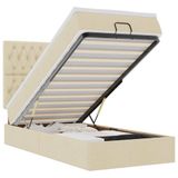 VidaXL Ottoman Bed with Mattress and LEDs 100x200cm Fabric Cream