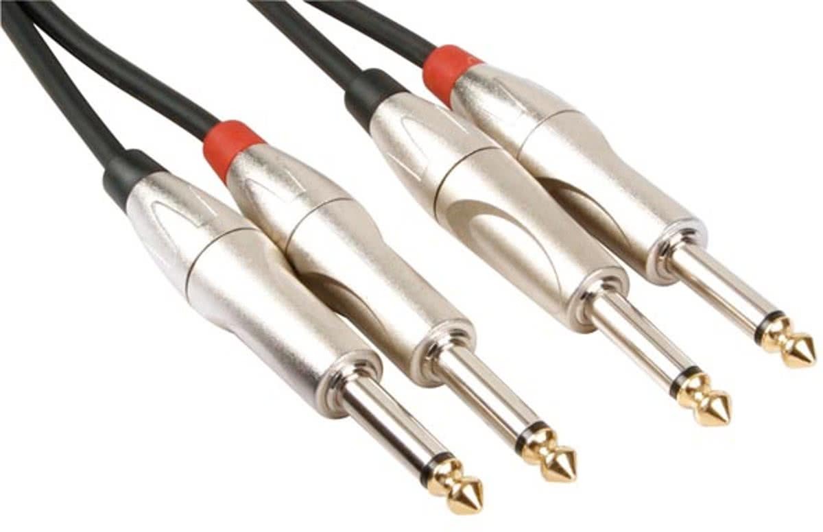 Velleman Professionele Audiokabel, 2 X Monojack 6.35Mm Mannelijk Naar 2 X Monojack 6.35Mm Mannelijk (5M