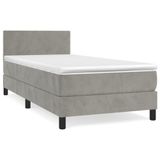 vidaXL Boxspringbed met matras, lichtgrijs, 90x190 cm, fluweel