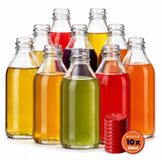 KADAX Set van 10 glazen flessen van 330 ml met schroefdop, rood